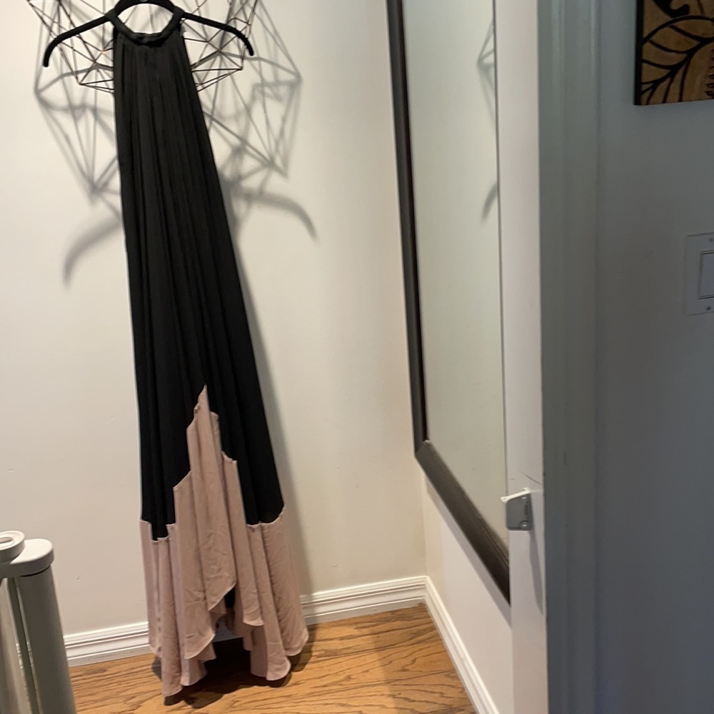 SALONI • Double Layered Black and Blush Formal Dress